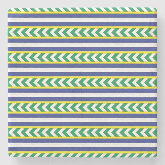 Groen en blauw Lets Lets Etnische Folk art Stenen Onderzetter (Voorkant)