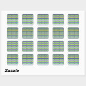 Groen en blauw Lets Lets Etnische Folk art Vierkante Sticker (Vel)