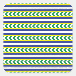 Groen en blauw Lets Lets Etnische Folk art Vierkante Sticker