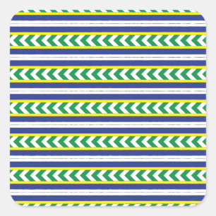 Groen en blauw Lets Lets Etnische Folk art Vierkante Sticker