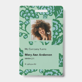 Groen en Blauw Levendig en Vet Bloempatroon Badge