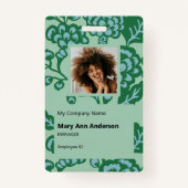 Groen en Blauw Levendig en Vet Bloempatroon Badge (Voorkant)