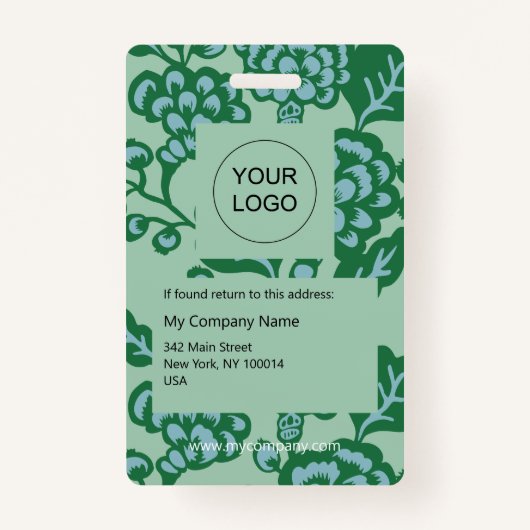 Groen en Blauw Levendig en Vet Bloempatroon Badge (Achterkant)