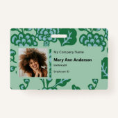 Groen en Blauw Levendig en Vet Bloempatroon Badge (Voorkant)