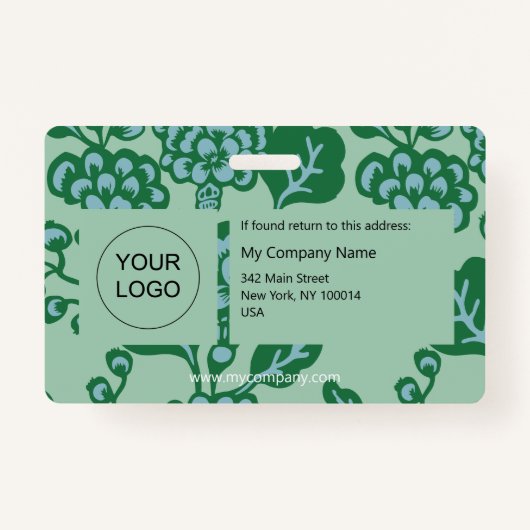 Groen en Blauw Levendig en Vet Bloempatroon Badge (Achterkant)