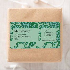 Groen en Blauw Levendig en Vet Bloempatroon Etiket