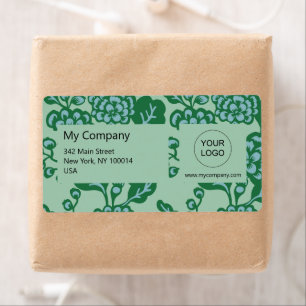Groen en Blauw Levendig en Vet Bloempatroon Etiket