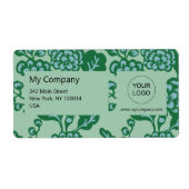 Groen en Blauw Levendig en Vet Bloempatroon Etiket (Voorkant)