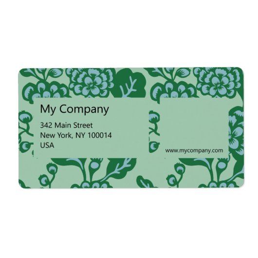 Groen en Blauw Levendig en Vet Bloempatroon Etiket (Voorkant)