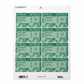 Groen en Blauw Levendig en Vet Bloempatroon Etiket (Full Sheet)