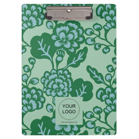 Groen en Blauw Levendig en Vet Bloempatroon Klembord (Voorkant)