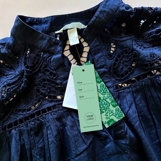 Groen en Blauw Levendig en Vet Bloempatroon Label Mini Visitekaartjes