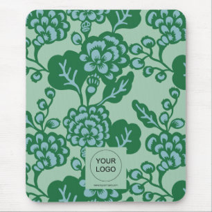 Groen en Blauw Levendig en Vet Bloempatroon Muismat
