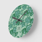 Groen en Blauw Levendig en Vet Bloempatroon Ronde Klok (Hoek)