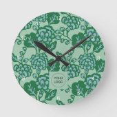 Groen en Blauw Levendig en Vet Bloempatroon Ronde Klok (Voorkant)