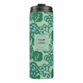 Groen en Blauw Levendig en Vet Bloempatroon Thermosbeker (Voorkant)