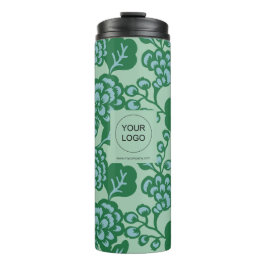 Groen en Blauw Levendig en Vet Bloempatroon Thermosbeker