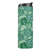 Groen en Blauw Levendig en Vet Bloempatroon Thermosbeker (Gedraaid links)