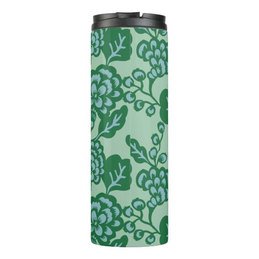 Groen en Blauw Levendig en Vet Bloempatroon Thermosbeker (Achterkant)