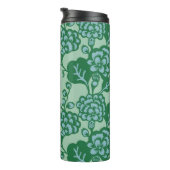 Groen en Blauw Levendig en Vet Bloempatroon Thermosbeker (Geroteerd rechts)