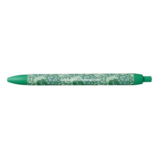 Groen en Blauw Levendig en Vet Bloempatroon Zwarte Inkt Pen (Voorkant)