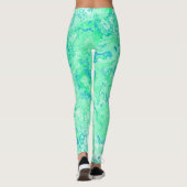 groen en blauw Marmeren Swirl Abstract Leggings (Achterkant)