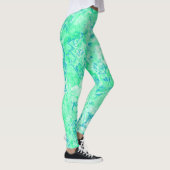 groen en blauw Marmeren Swirl Abstract Leggings (Rechts)