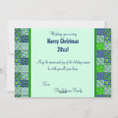 Groen en blauw met kerstfoto's feestdagenkaart (Achterkant)