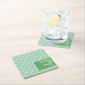 Groen en Blauw Mid Mod Chic Wedding Aangepast Kartonnen Onderzetters (Insitu)