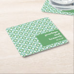 Groen en Blauw Mid Mod Chic Wedding Aangepast Kartonnen Onderzetters<br><div class="desc">Groen en Blauw Mid Mod Geometrisch Chique Bruiloft Aangepaste Vierkante Papier Onderzetter</div>