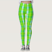 Groen en blauw Modern Plaid Leggings (Voorkant)
