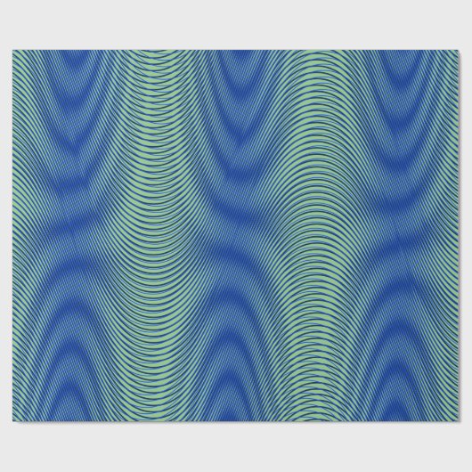 Groen en blauw Moiré Stripes - Trippy Abstract Cadeaupapier (Vlak)