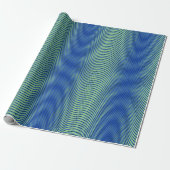 Groen en blauw Moiré Stripes - Trippy Abstract Cadeaupapier (Uitgerold)