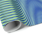 Groen en blauw Moiré Stripes - Trippy Abstract Cadeaupapier (Rol Hoek)