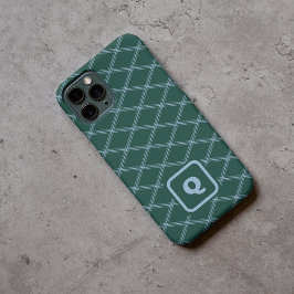 Groen en Blauw Monogrammed Art Deco Diamanten Case-Mate iPhone 14 Pro Hoesje