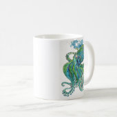Groen en blauw octopus koffiemok (Voorkant rechts)