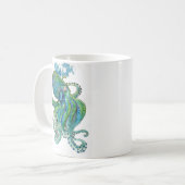 Groen en blauw octopus koffiemok (Voorkant links)