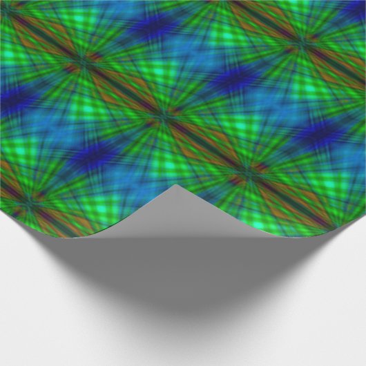 Groen en blauw omslagpapier cadeaupapier (Hoek)