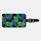 Groen en Blauw Palmblad Bagagelabel (Voorkant horizontaal)