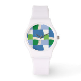 groen en blauw patroon horloge