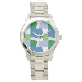 groen en blauw patroon horloge