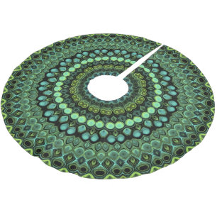 Groen en blauw Peacock Mandala Design Kerstboom Rok