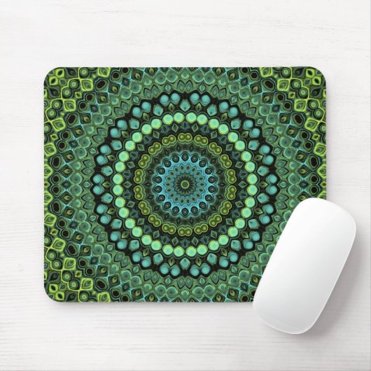 Groen en blauw Peacock Mandala Design Muismat (Met muis)