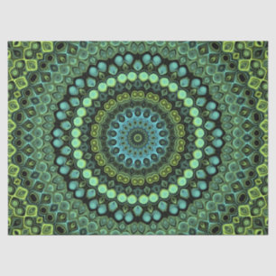 Groen en blauw Peacock Mandala Design Tissuepapier