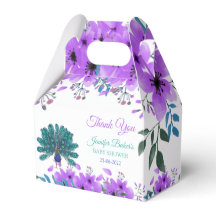 Groen en Blauw Peacock | Paarse Waterverf bloemen