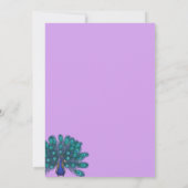 Groen en Blauw Peacock | Paarse Waterverf bloemen Kaart (Achterkant)