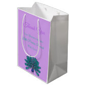 Groen en Blauw Peacock | Paarse Waterverf bloemen Medium Cadeauzakje (Achterkant Gekanteld)