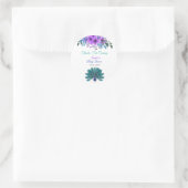 Groen en Blauw Peacock | Paarse Waterverf bloemen Ronde Sticker (Tas)