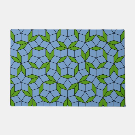 Groen en blauw Penrose Rhombus Patroon Deurmat (Voorkant)