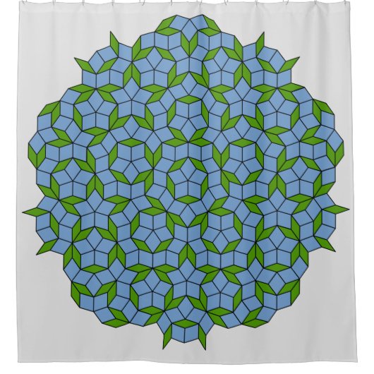 Groen en blauw Penrose Rhombus Patroon Douchegordijn (Voorkant)